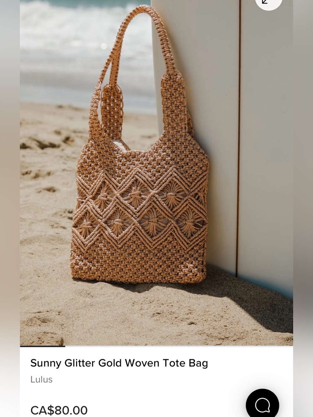 Lulu's glitter gold woven tote bag